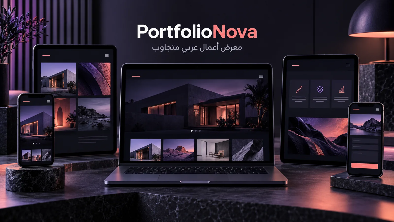 PortfolioNova: قالب معرض أعمال عربي مجاني Bootstrap 5 للمبدعين