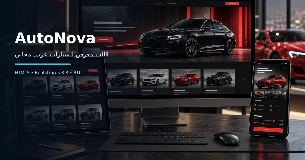 AutoNova: قالب معرض السيارات عربي مجاني Bootstrap 5