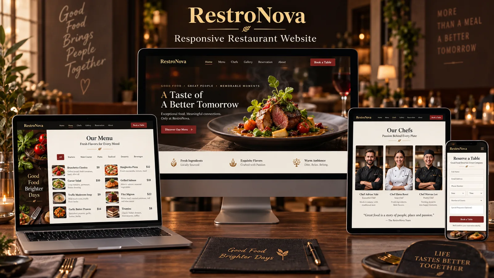 RestroNova: A Free Bootstrap 5 Restaurant Template for Modern Food Websites
