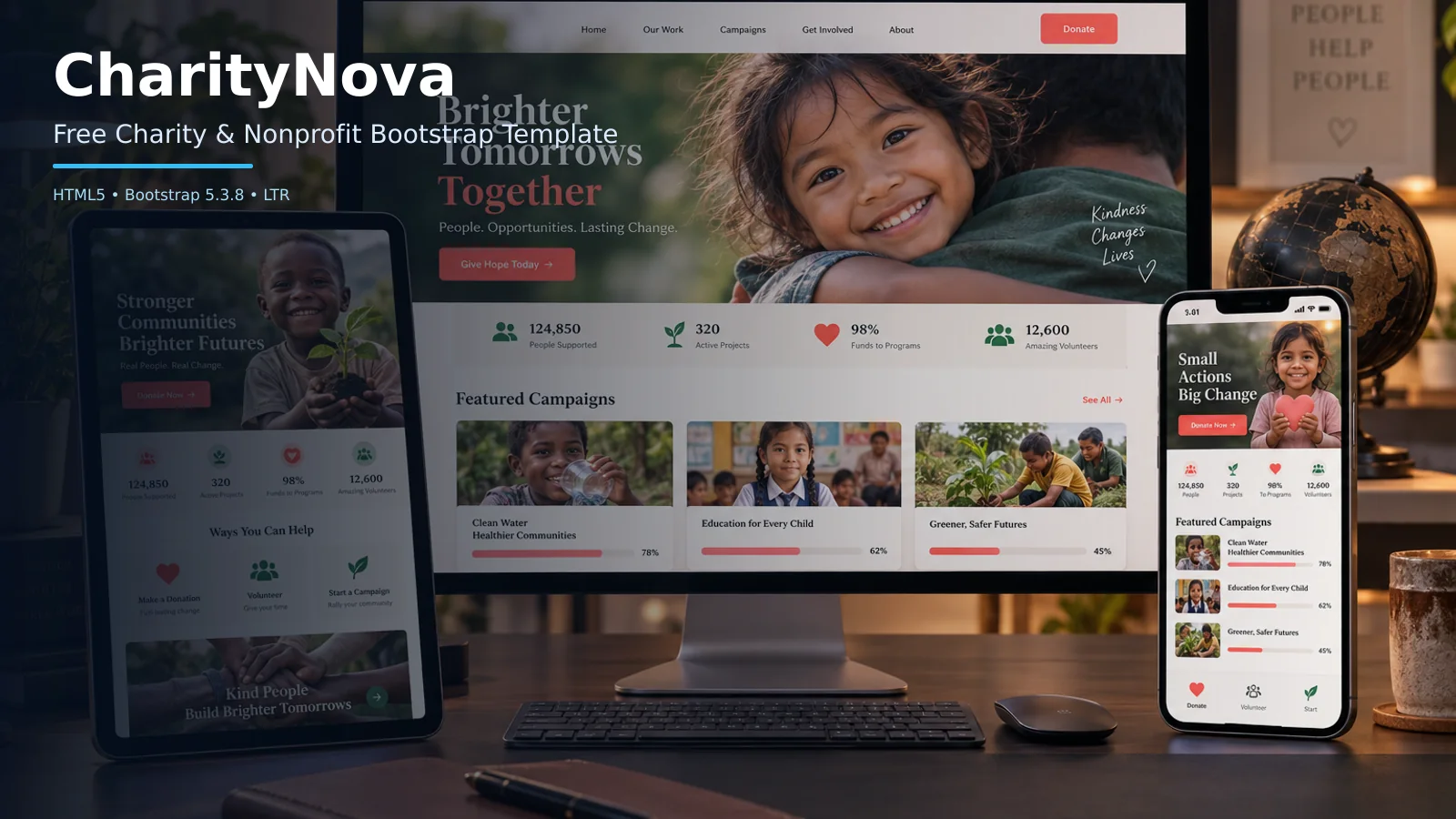 CharityNova – Free Bootstrap 5 Charity & Nonprofit HTML Template
