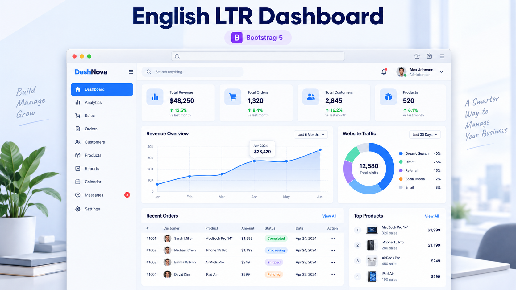 DashNova – Free Bootstrap 5 Admin Dashboard Template | RTL & LTR