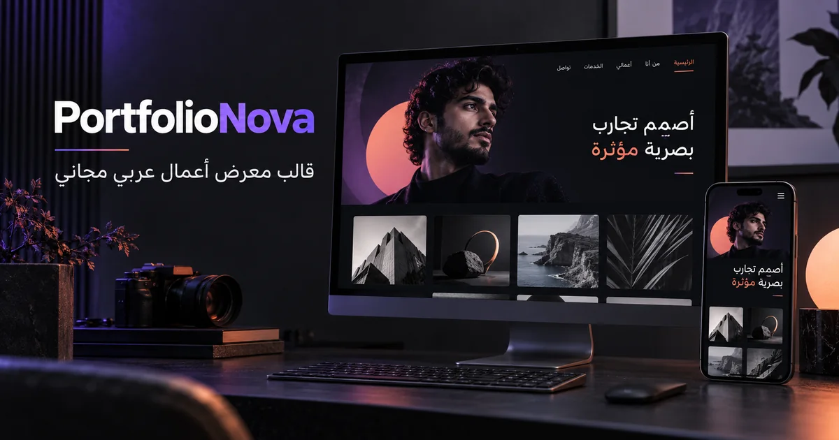 PortfolioNova – قالب معرض أعمال عربي مجاني Bootstrap 5 بتصميم RTL