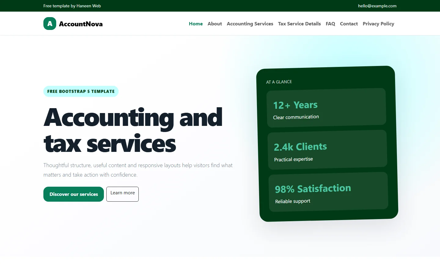 AccountNova – Free Bootstrap 5 Accounting and tax services HTML Template