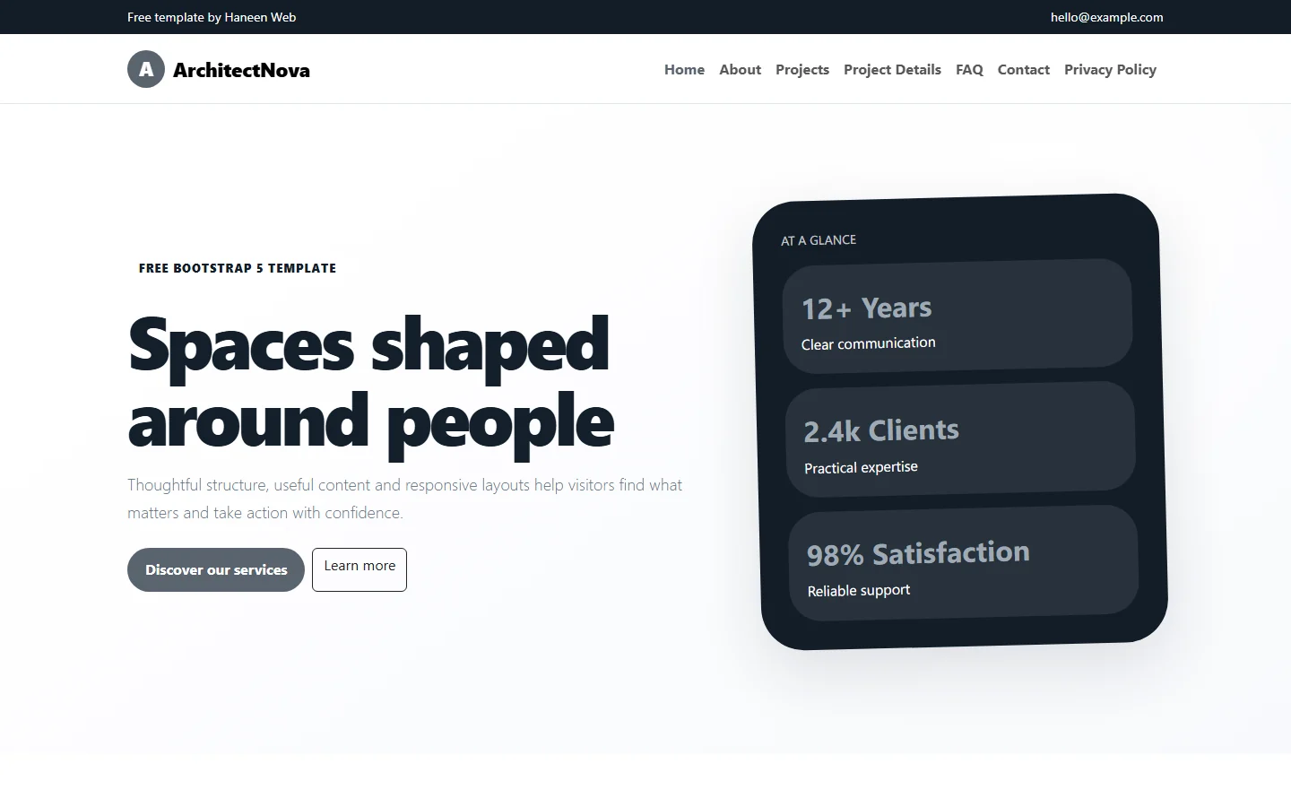 ArchitectNova – Free Bootstrap 5 Spaces shaped around people HTML Template