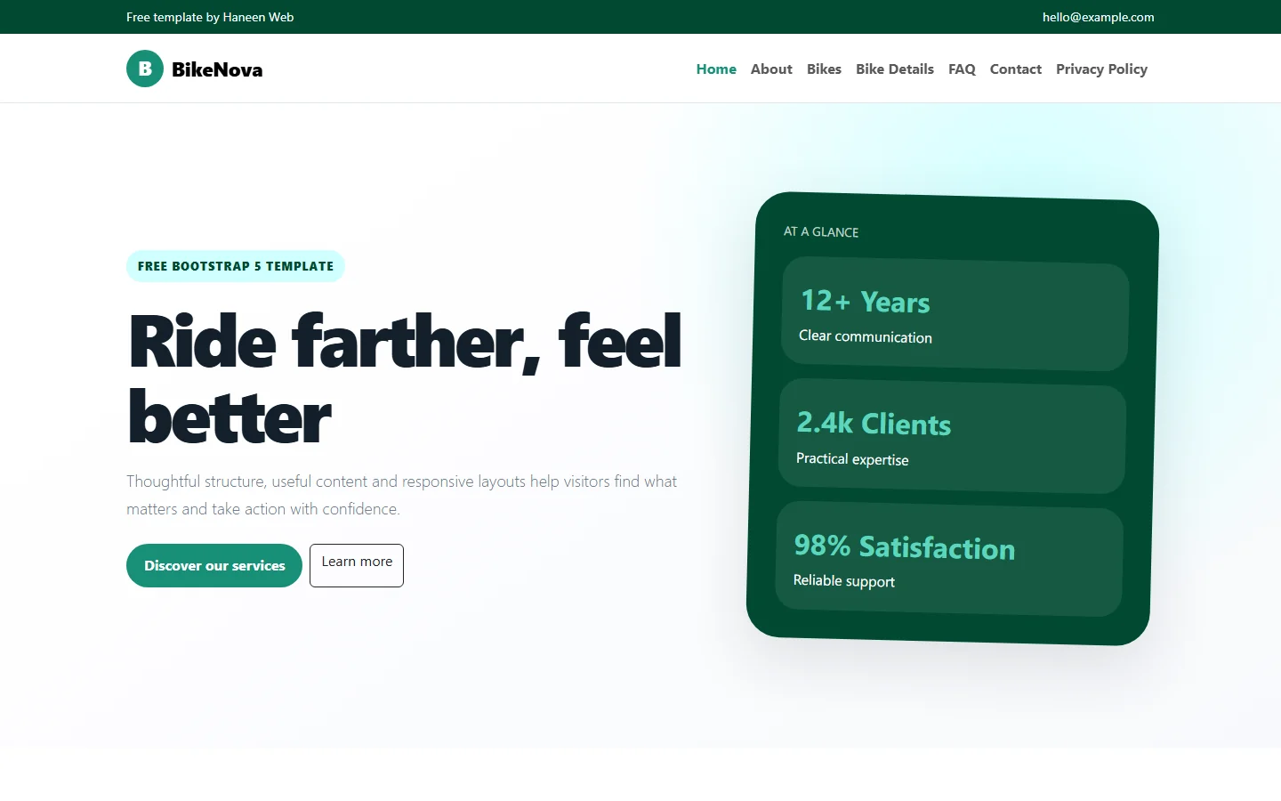 BikeNova – Free Bootstrap 5 Ride farther, feel better HTML Template