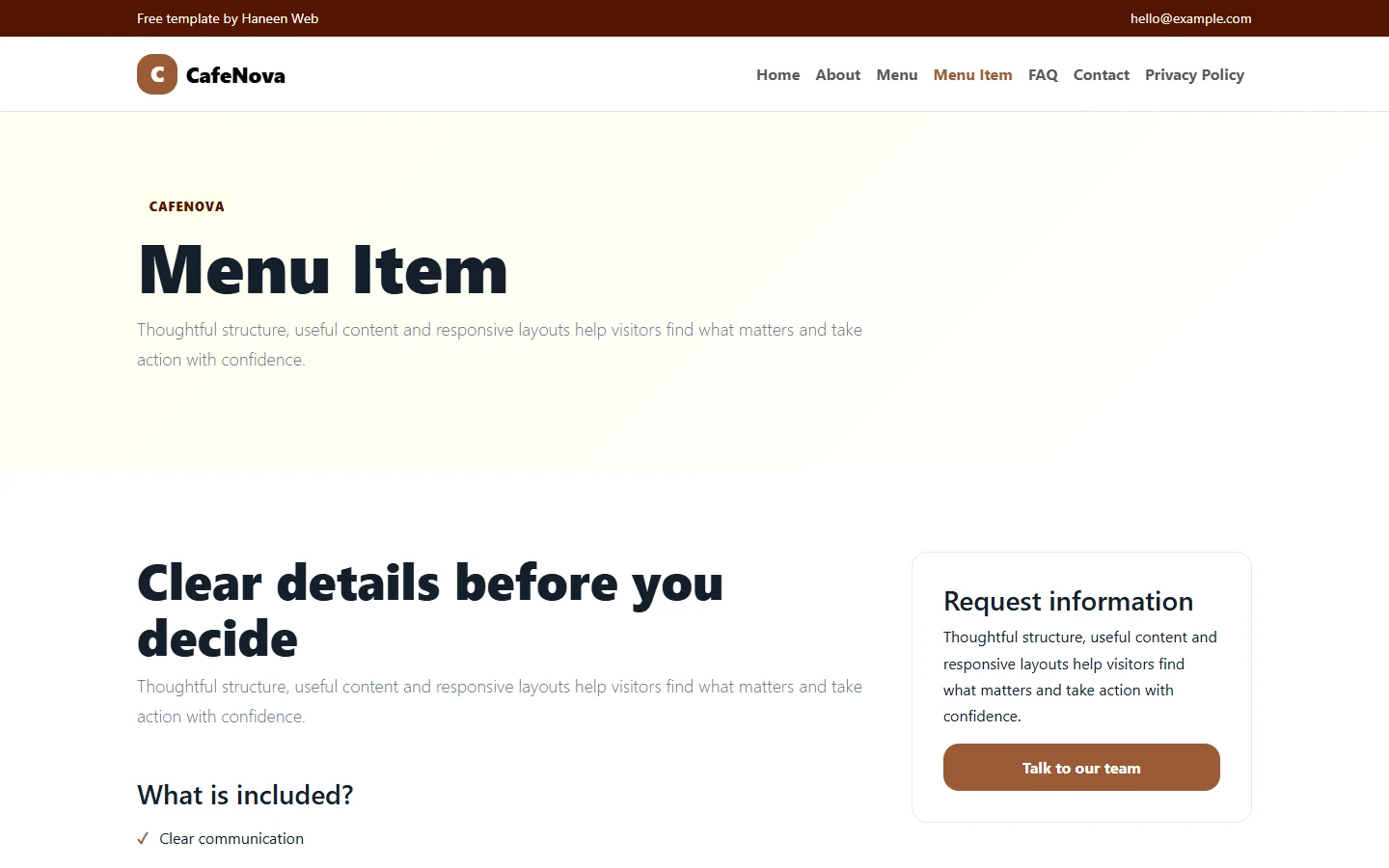 CafeNova – Free Bootstrap 5 Specialty coffee and calm moments HTML Template