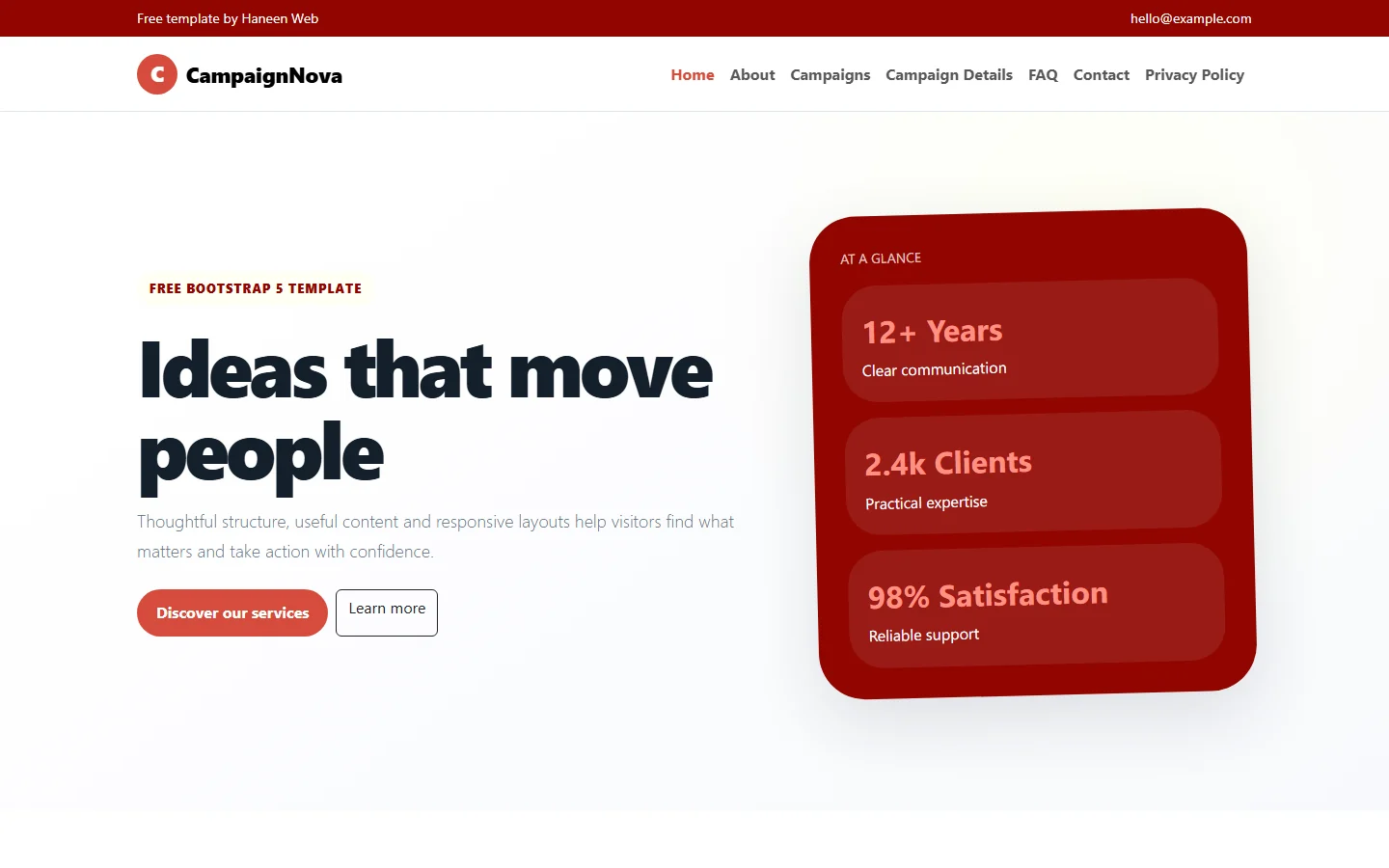 CampaignNova – Free Bootstrap 5 Ideas that move people HTML Template