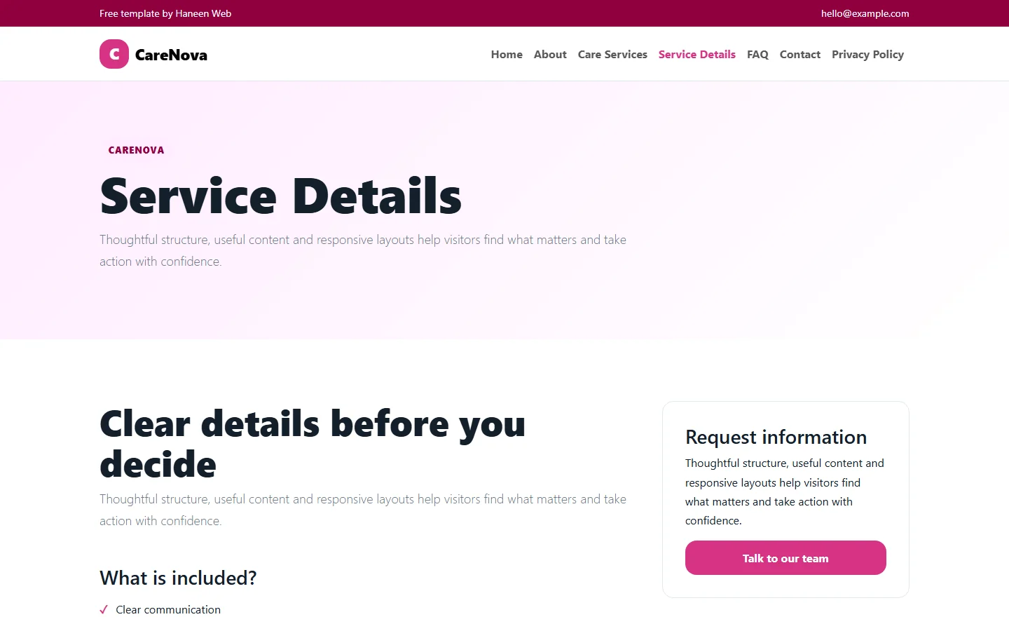 CareNova – Free Bootstrap 5 Compassionate home care HTML Template