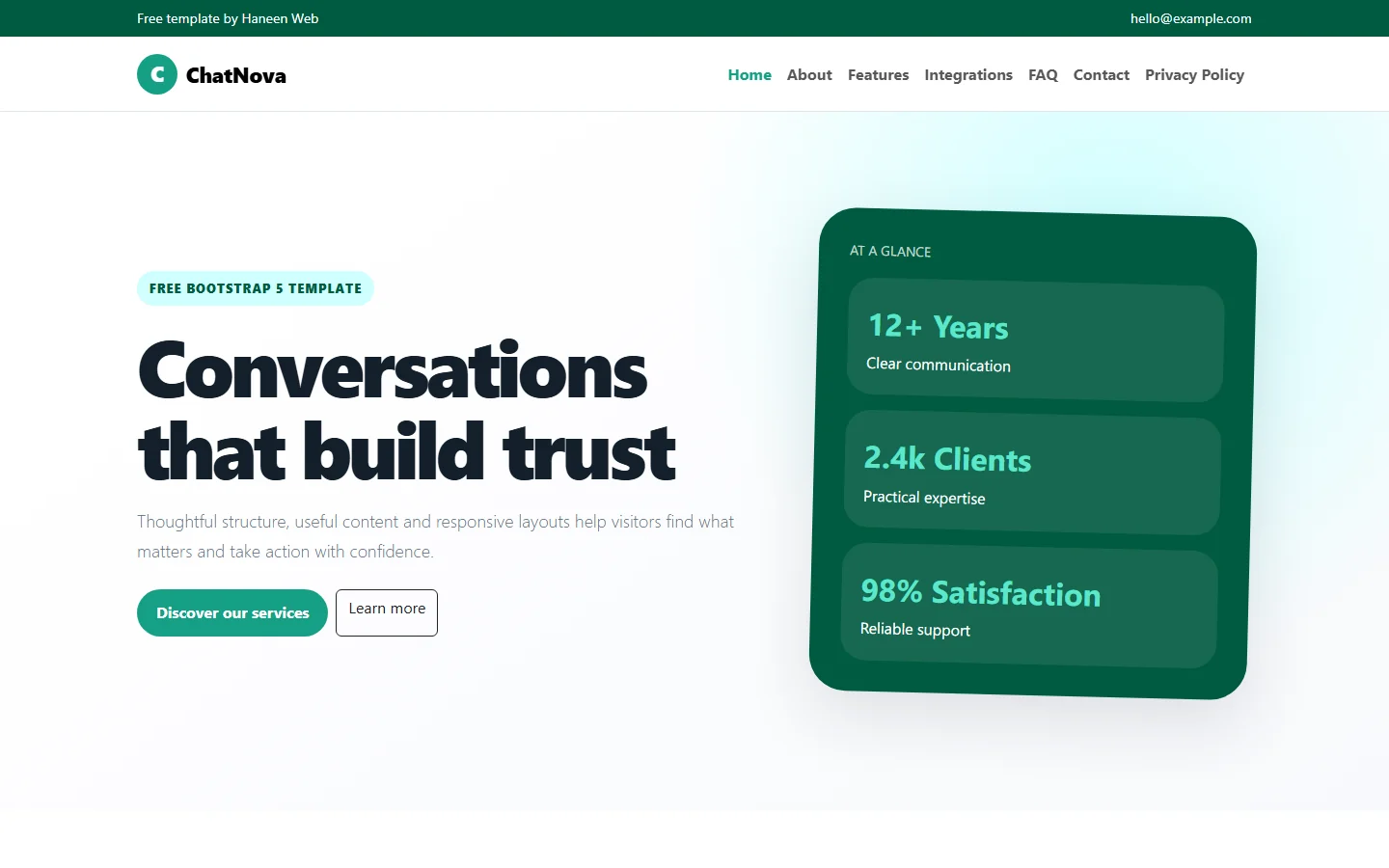 ChatNova – Free Bootstrap 5 Conversations that build trust HTML Template
