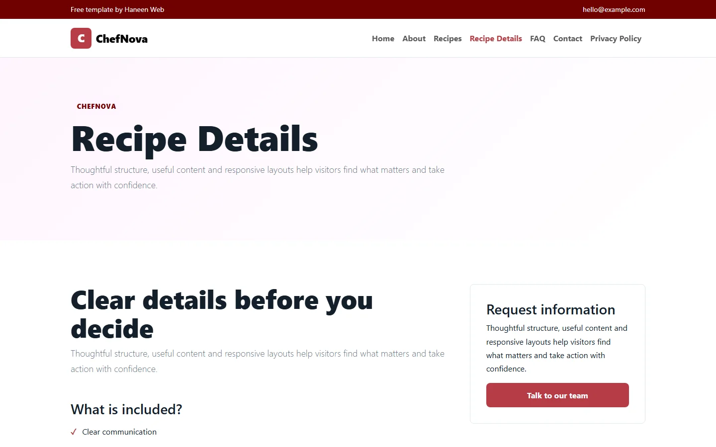 ChefNova – Free Bootstrap 5 Recipes made for real kitchens HTML Template