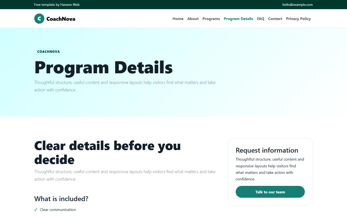 CoachNova – Free Bootstrap 5 Build momentum with clear guidance HTML Template
