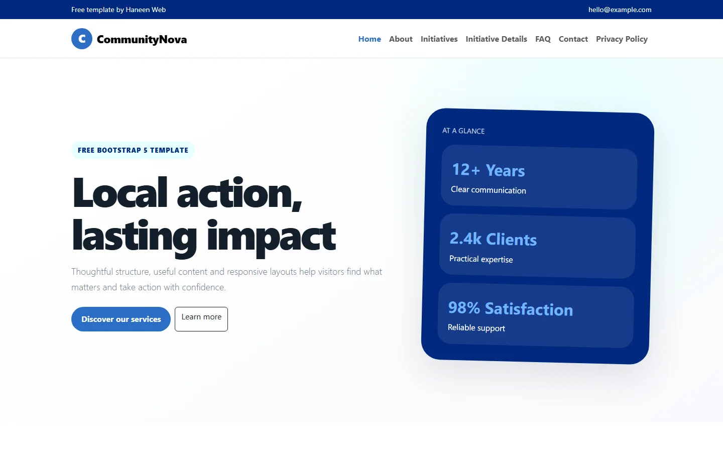 CommunityNova – Free Bootstrap 5 Local action, lasting impact HTML Template