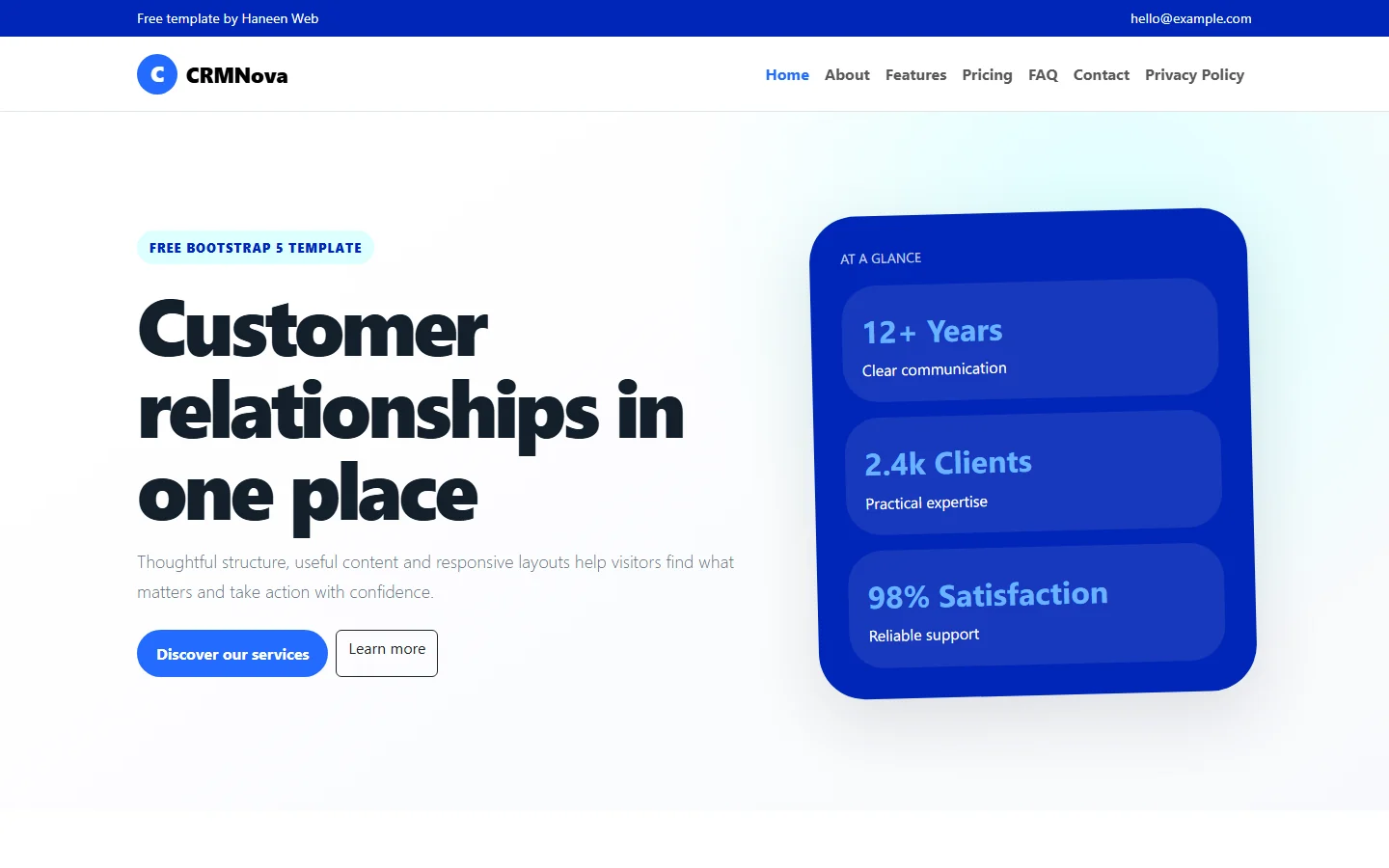 CRMNova – Free Bootstrap 5 Customer relationships in one place HTML Template