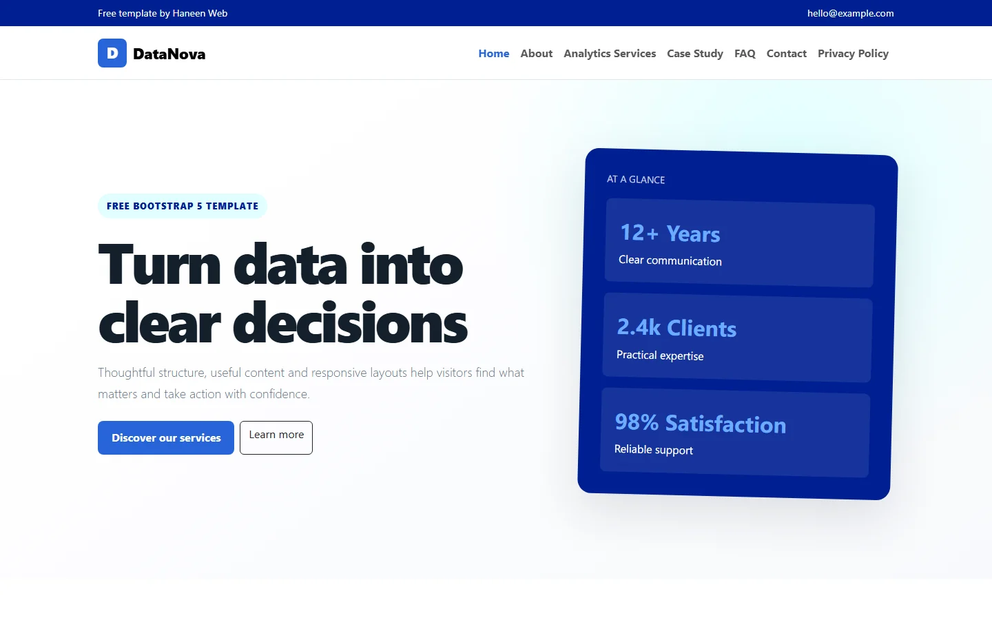 DataNova – Free Bootstrap 5 Turn data into clear decisions HTML Template