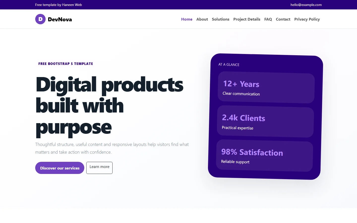 DevNova – Free Bootstrap 5 Digital products built with purpose HTML Template