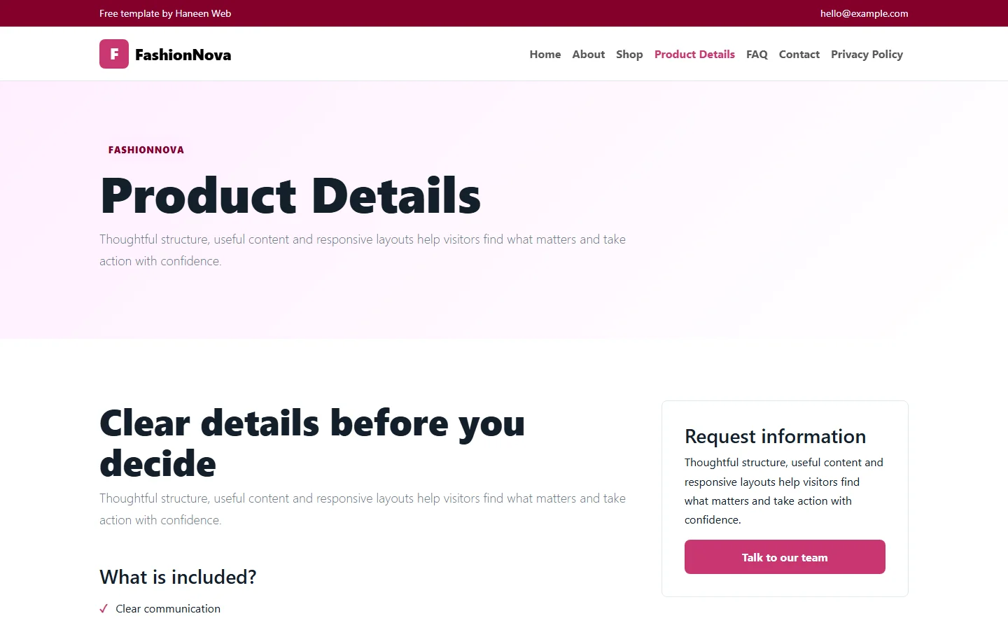 FashionNova – Free Bootstrap 5 Modern style made personal HTML Template