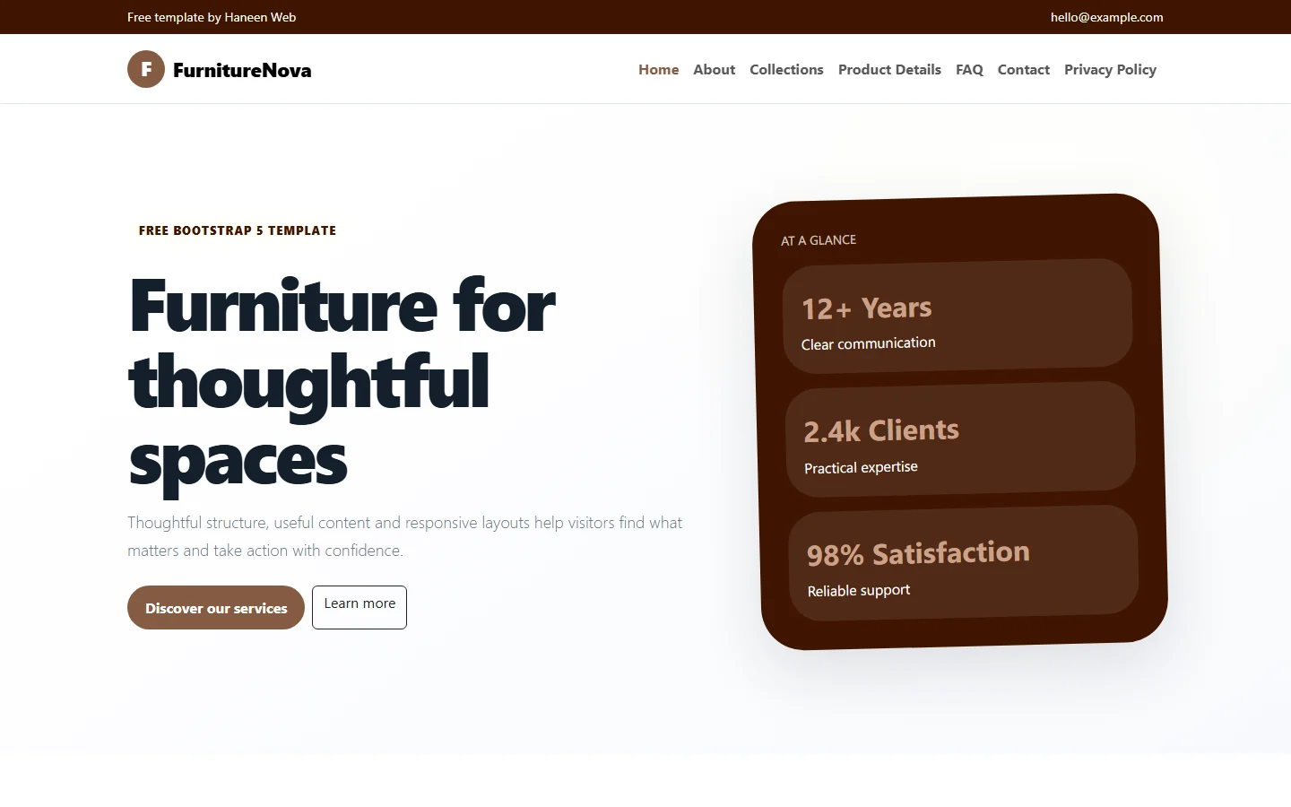 FurnitureNova – Free Bootstrap 5 Furniture for thoughtful spaces HTML Template