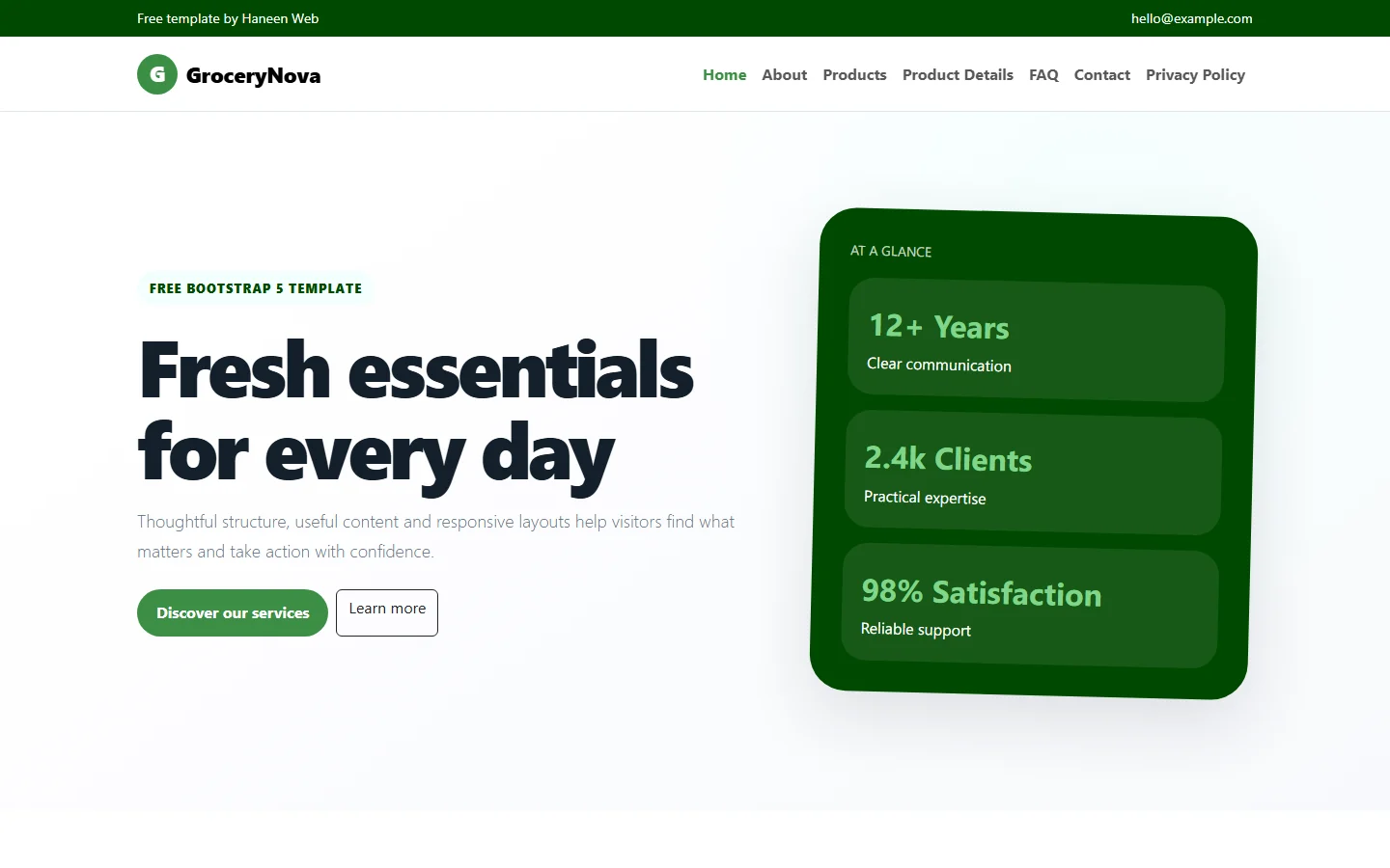 GroceryNova – Free Bootstrap 5 Fresh essentials for every day HTML Template