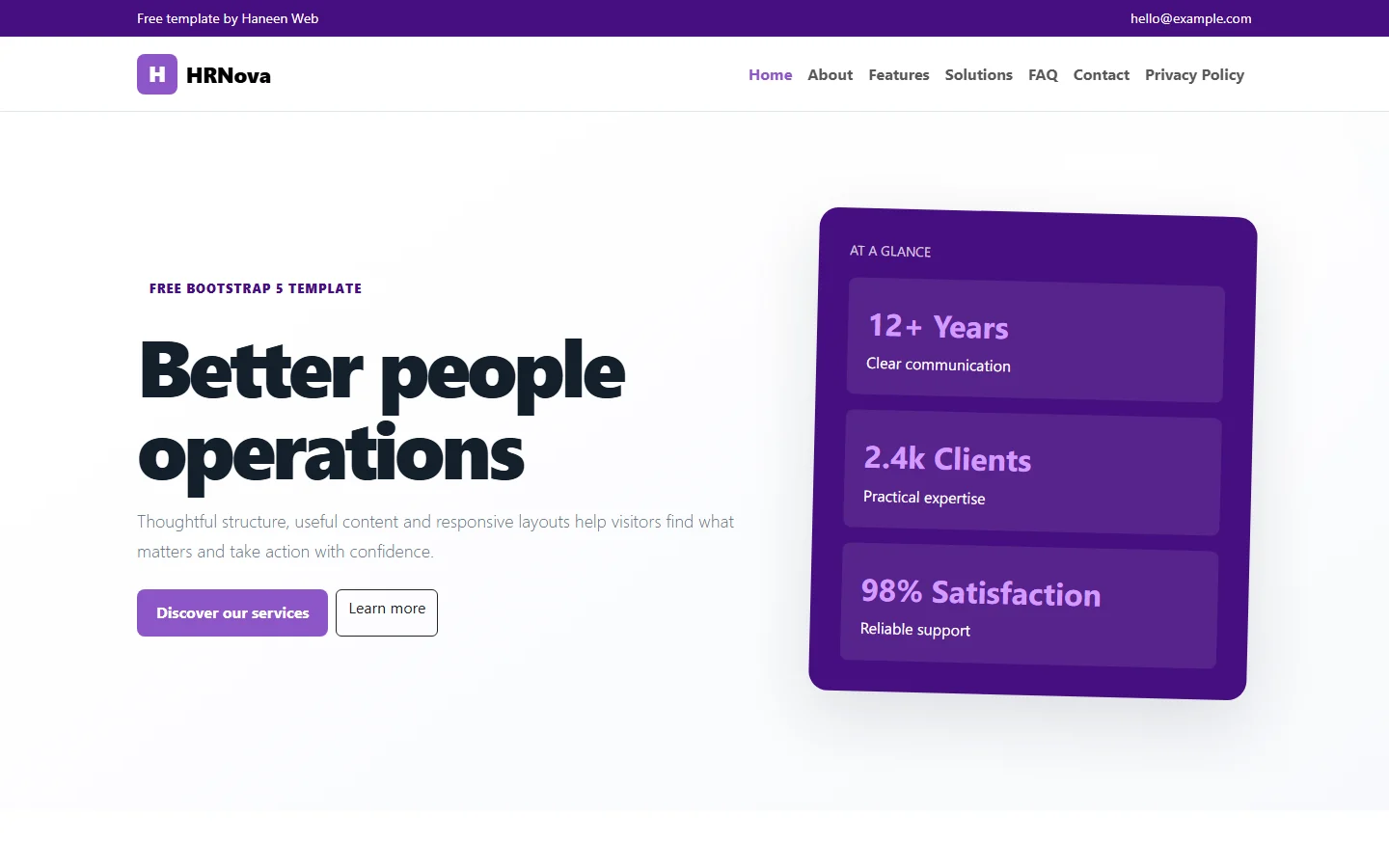 HRNova – Free Bootstrap 5 Better people operations HTML Template