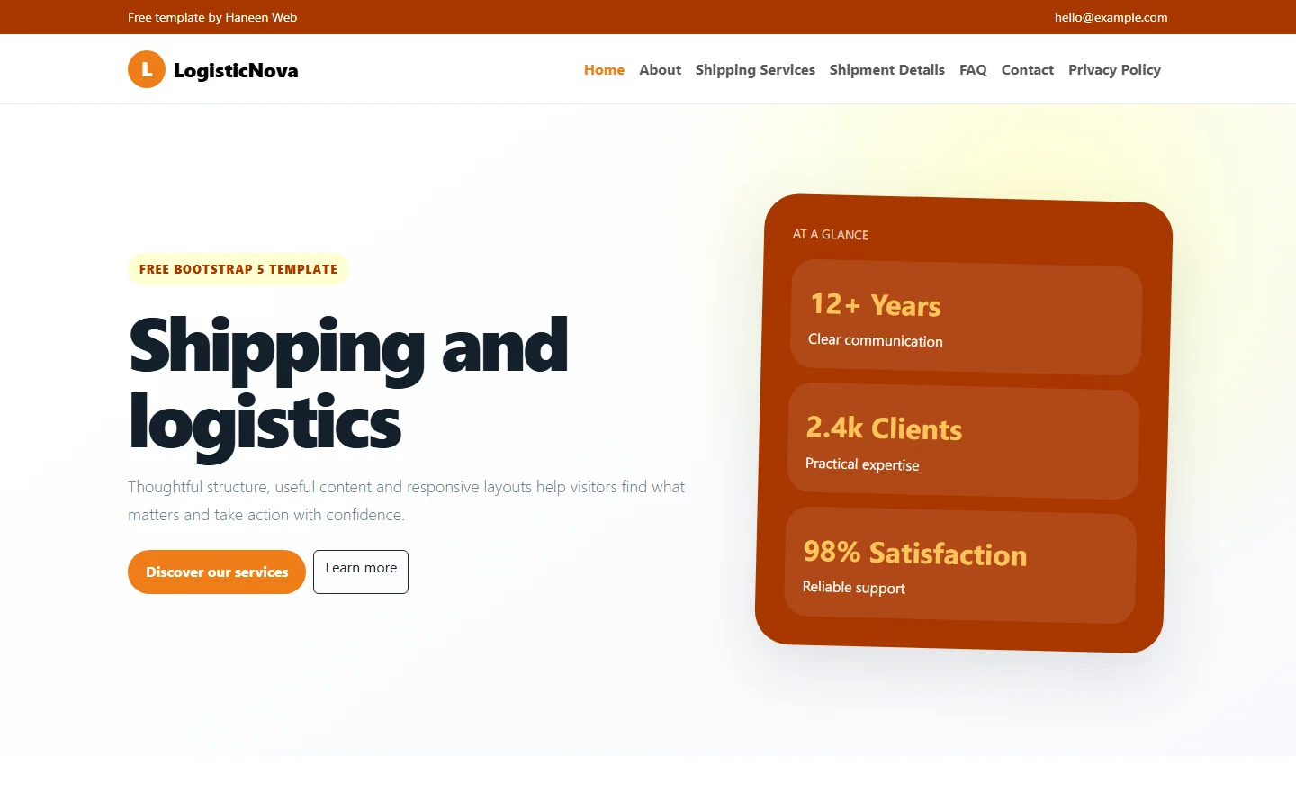 LogisticNova – Free Bootstrap 5 Shipping and logistics HTML Template