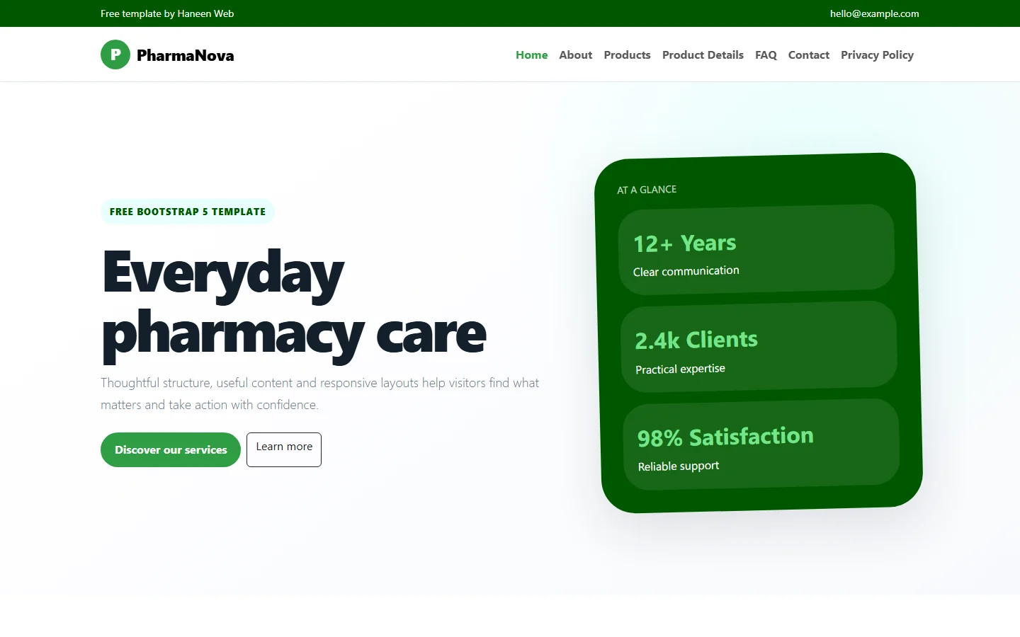 PharmaNova – Free Bootstrap 5 Everyday pharmacy care HTML Template