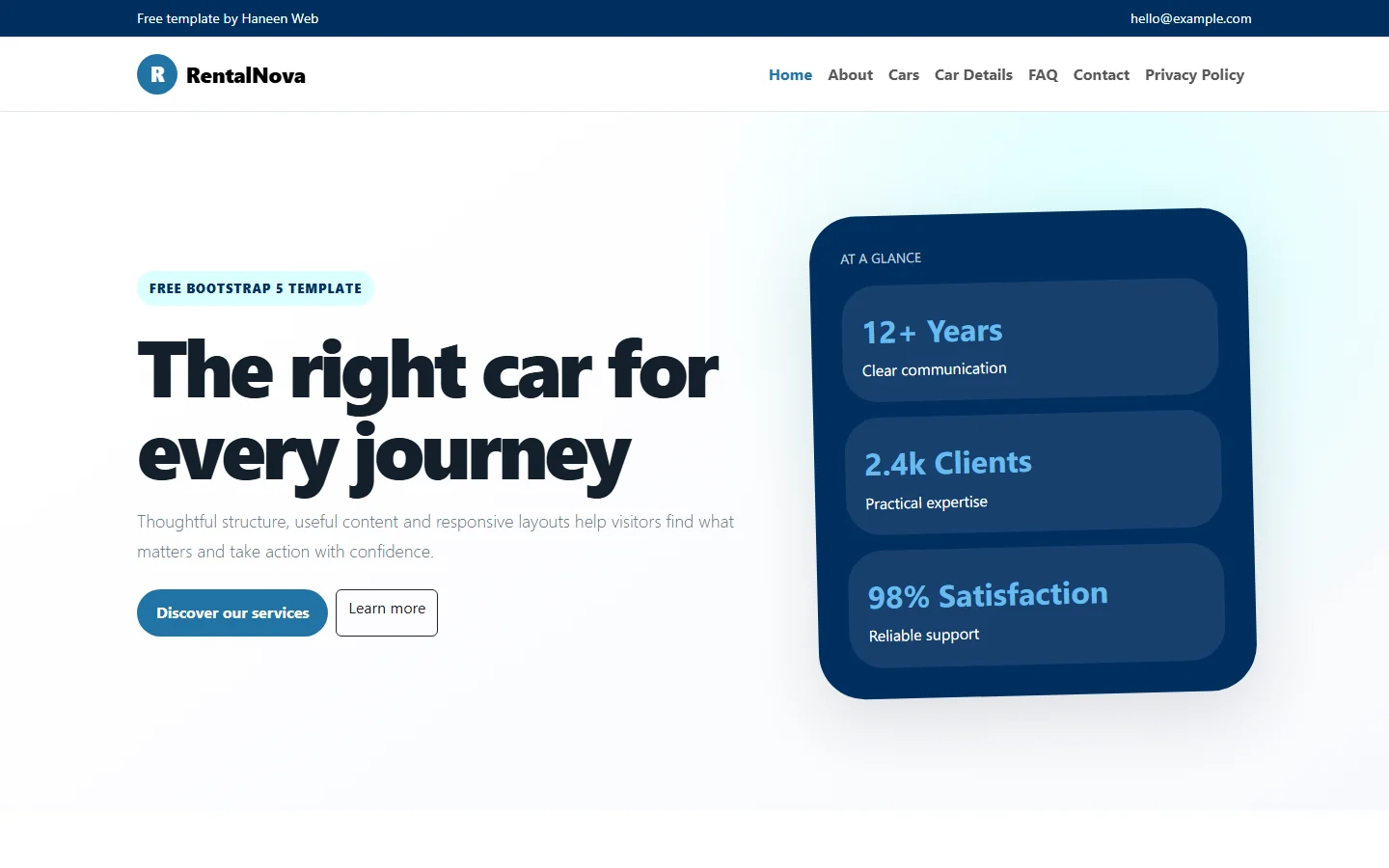 RentalNova – Free Bootstrap 5 The right car for every journey HTML Template