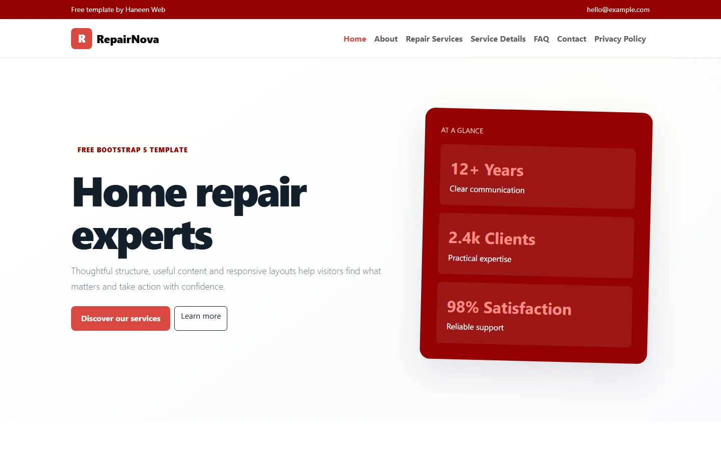 RepairNova – Free Bootstrap 5 Home repair experts HTML Template