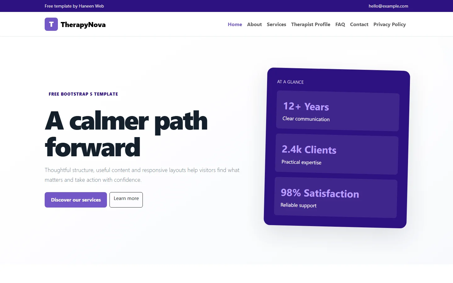 TherapyNova – Free Bootstrap 5 A calmer path forward HTML Template