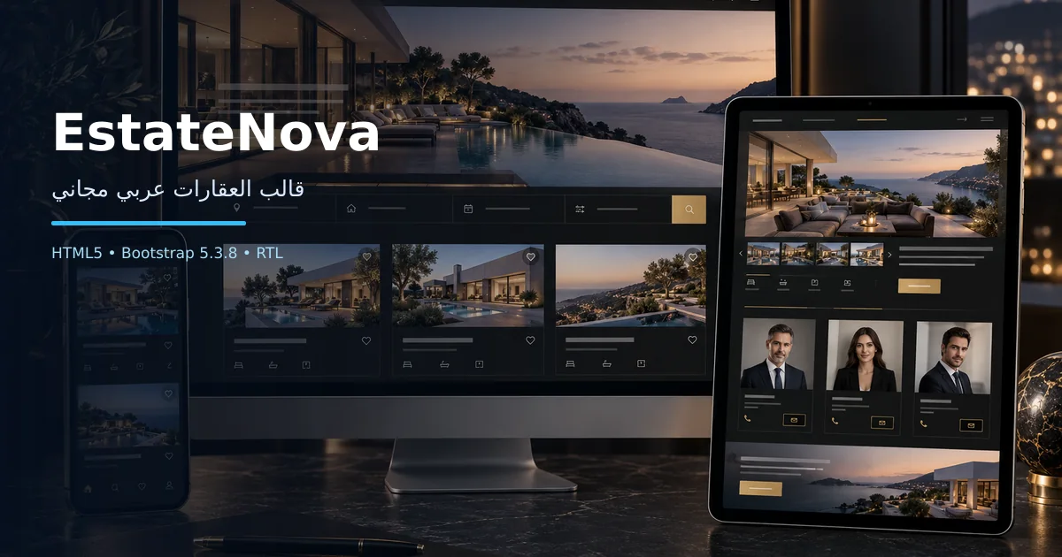EstateNova – قالب العقارات عربي مجاني Bootstrap 5 بتصميم RTL