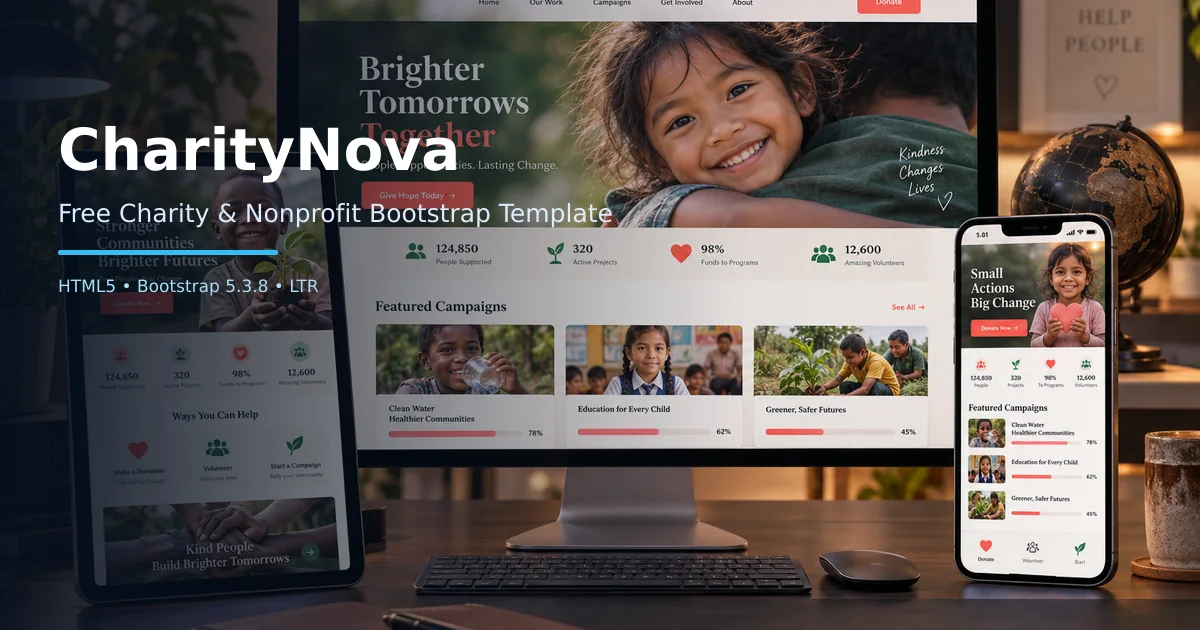 CharityNova – Free Bootstrap 5 Charity & Nonprofit HTML Template