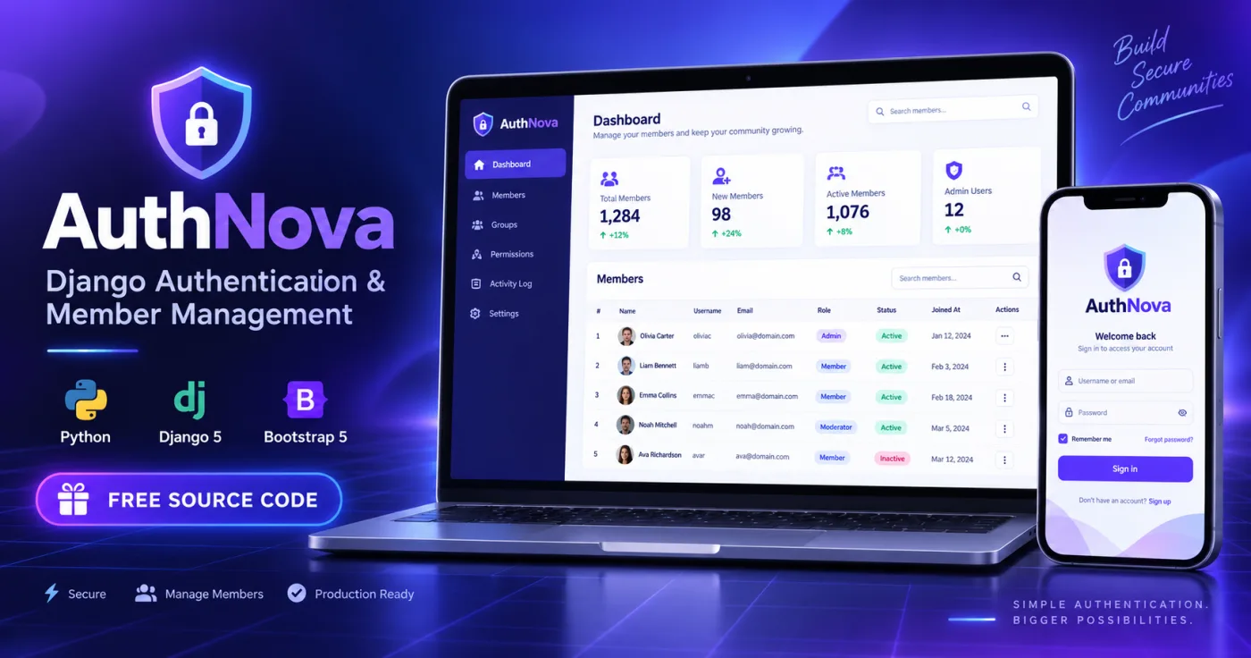 AuthNova – Django 5 Authentication & Member Management System