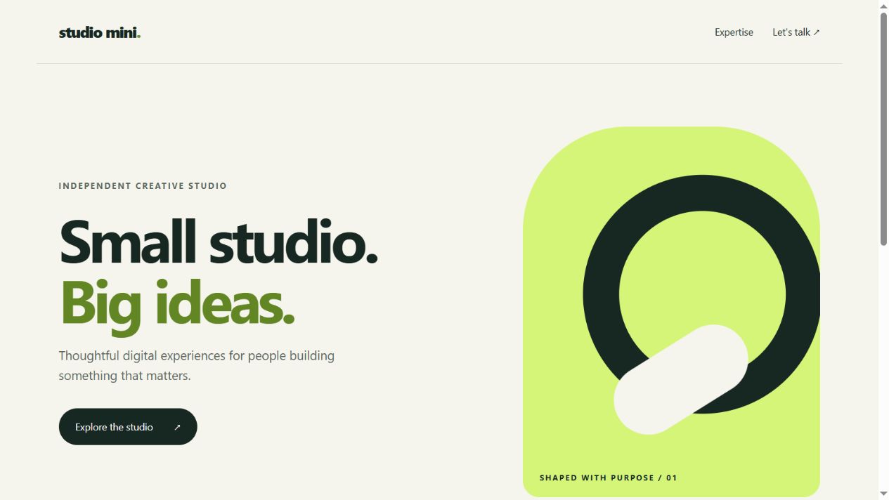 Studio Mini — قالب تجريبي للشراء