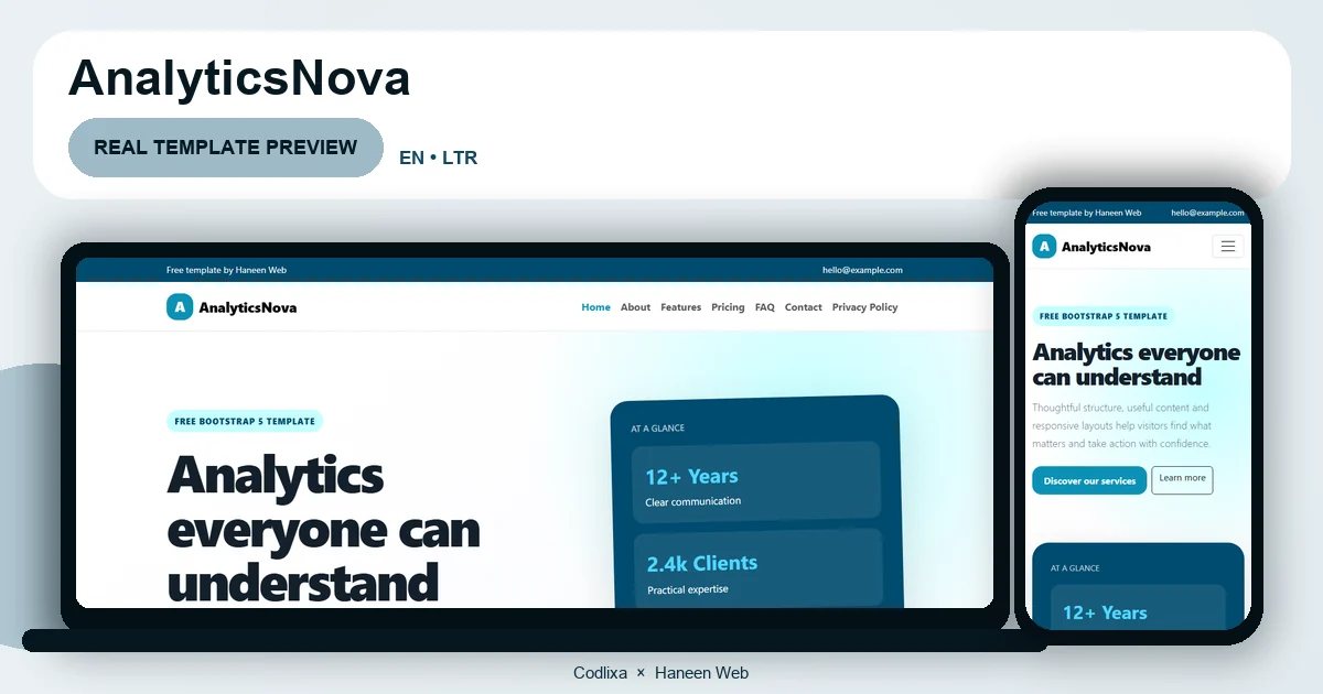 AnalyticsNova – Free Bootstrap 5 Analytics everyone can understand HTML Template
