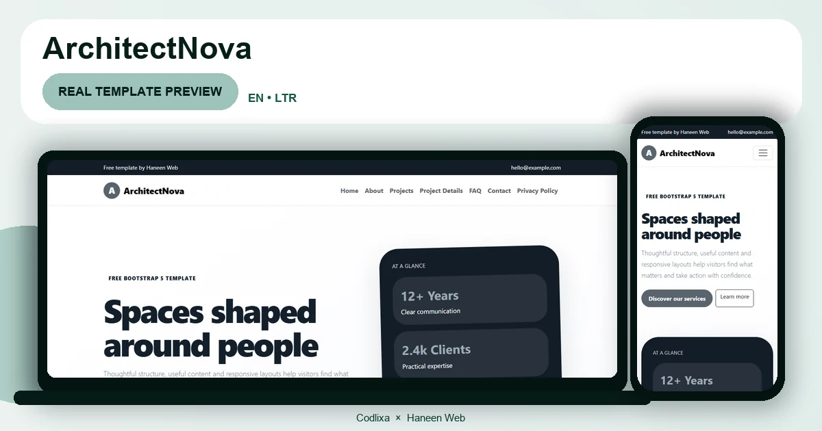 ArchitectNova – Free Bootstrap 5 Spaces shaped around people HTML Template