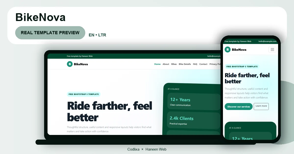 BikeNova – Free Bootstrap 5 Ride farther, feel better HTML Template