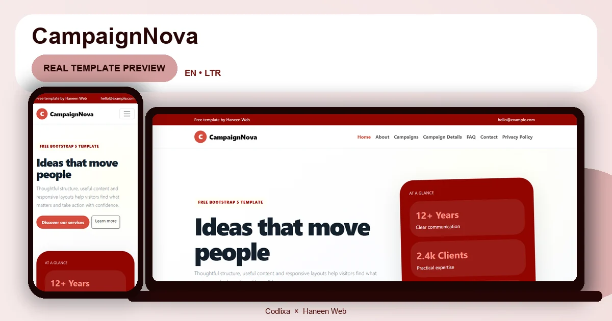 CampaignNova – Free Bootstrap 5 Ideas that move people HTML Template
