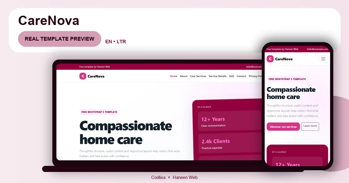 CareNova – Free Bootstrap 5 Compassionate home care HTML Template