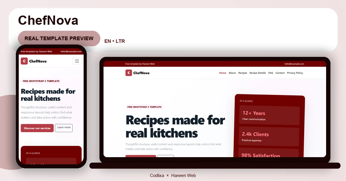 ChefNova – Free Bootstrap 5 Recipes made for real kitchens HTML Template