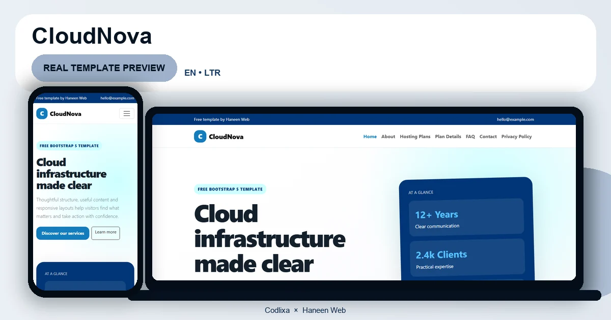 CloudNova – Free Bootstrap 5 Cloud infrastructure made clear HTML Template