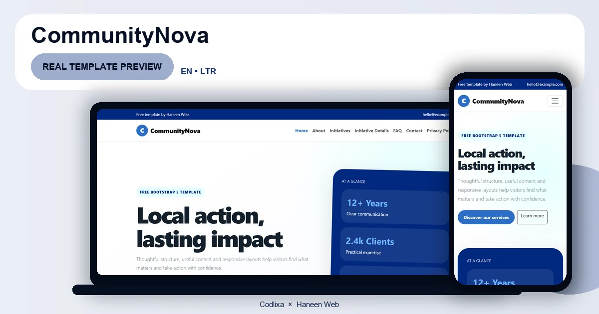 CommunityNova – Free Bootstrap 5 Local action, lasting impact HTML Template