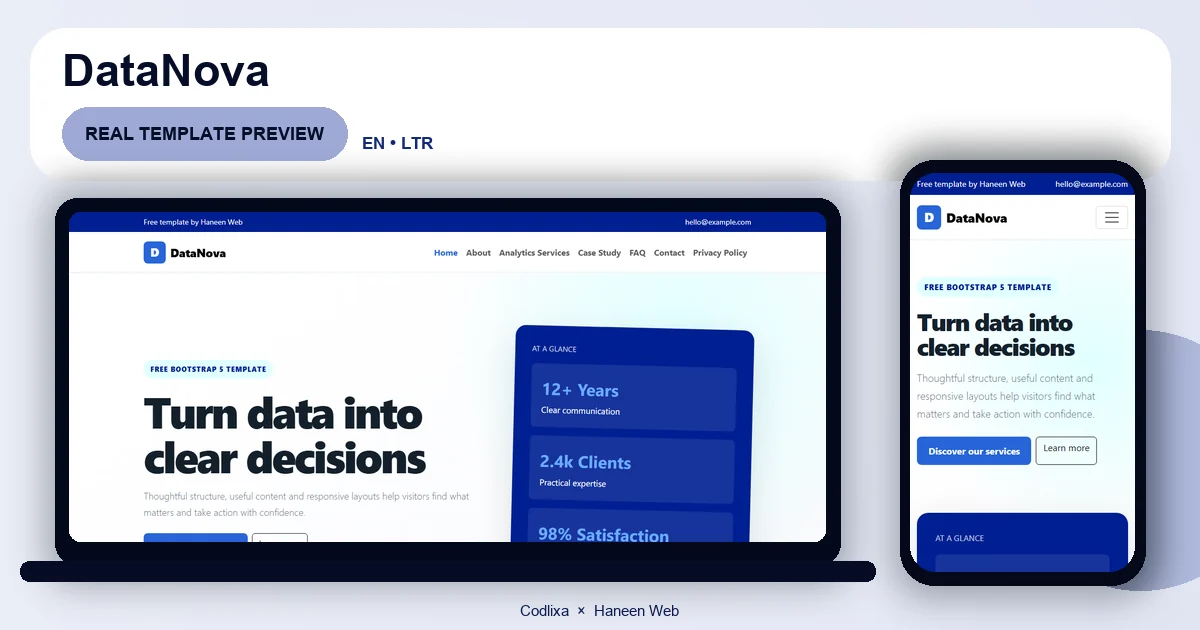 DataNova – Free Bootstrap 5 Turn data into clear decisions HTML Template