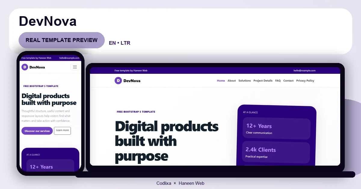 DevNova – Free Bootstrap 5 Digital products built with purpose HTML Template