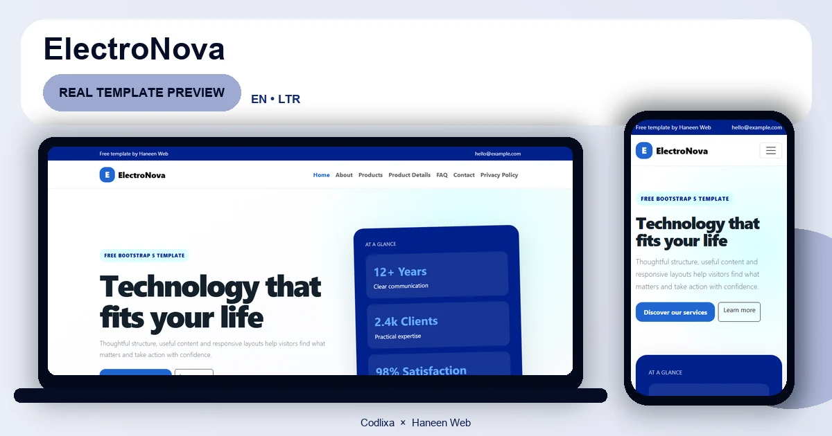 ElectroNova – Free Bootstrap 5 Technology that fits your life HTML Template