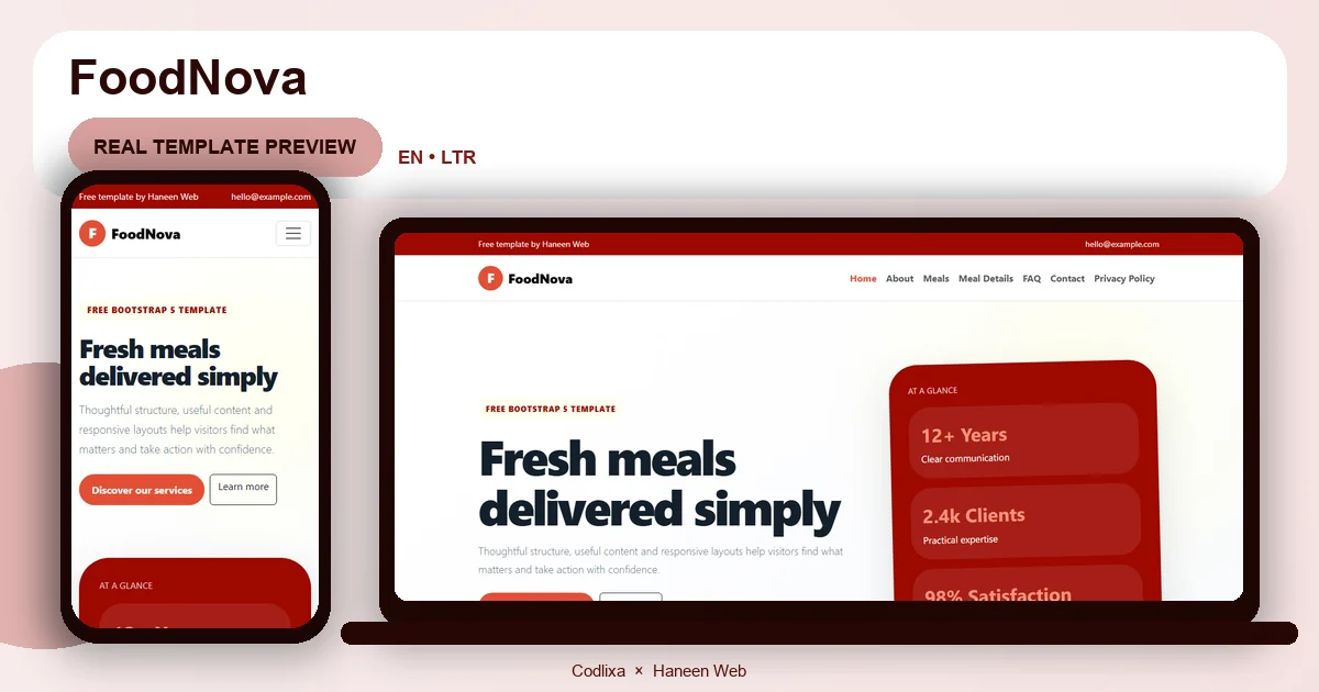 FoodNova – Free Bootstrap 5 Fresh meals delivered simply HTML Template