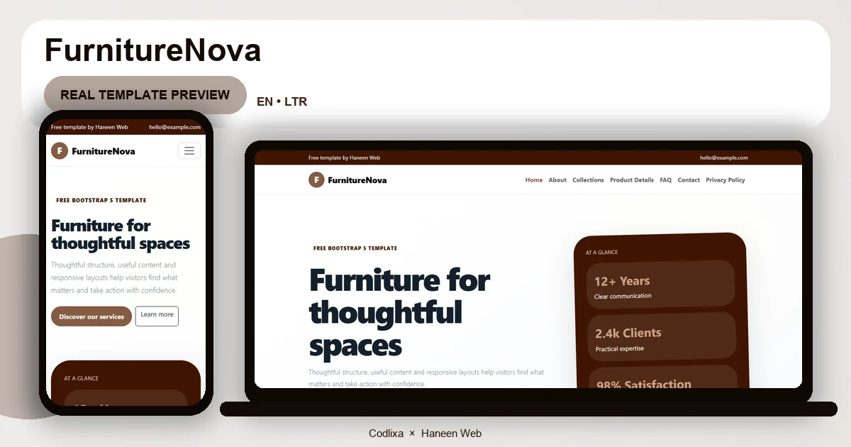 FurnitureNova – Free Bootstrap 5 Furniture for thoughtful spaces HTML Template
