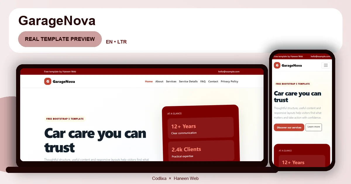 GarageNova – Free Bootstrap 5 Car care you can trust HTML Template