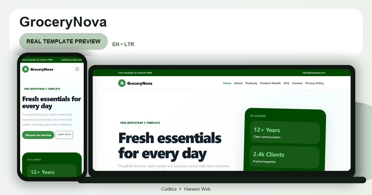 GroceryNova – Free Bootstrap 5 Fresh essentials for every day HTML Template