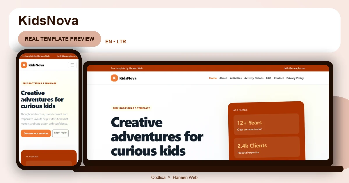 KidsNova – Free Bootstrap 5 Creative adventures for curious kids HTML Template