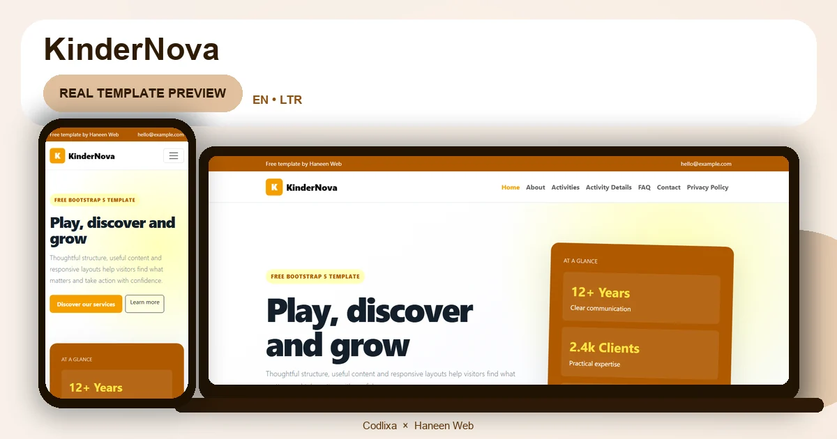 KinderNova – Free Bootstrap 5 Play, discover and grow HTML Template