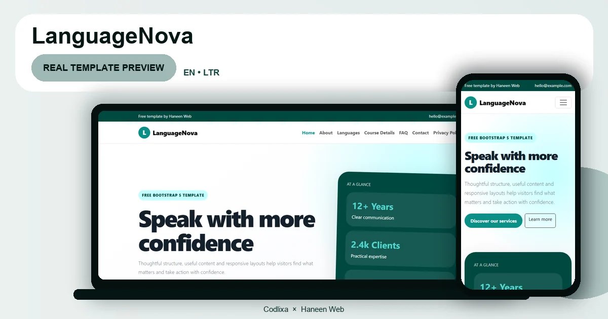 LanguageNova – Free Bootstrap 5 Speak with more confidence HTML Template